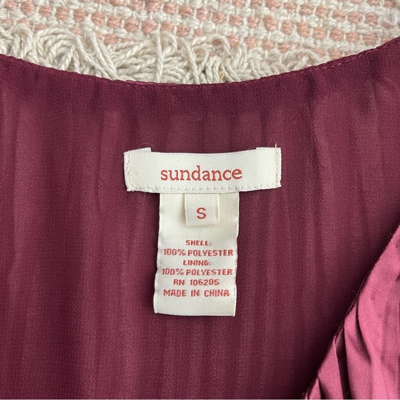 SUNDANCE Ombre Crinkle Pleated V Neck Satin Dress Size S - Picture 14 of 15